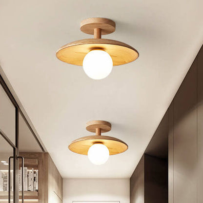 Modern Wooden Dome Globe Ceiling Light
