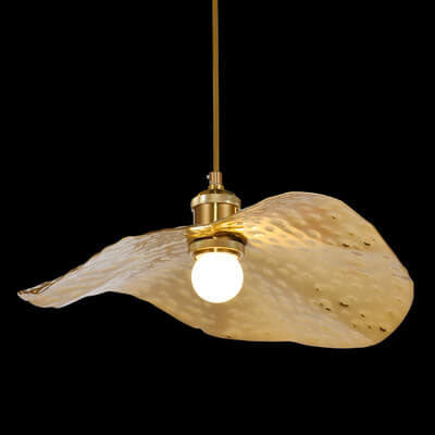 Modern Hammered Brass Leaf Pendant Light