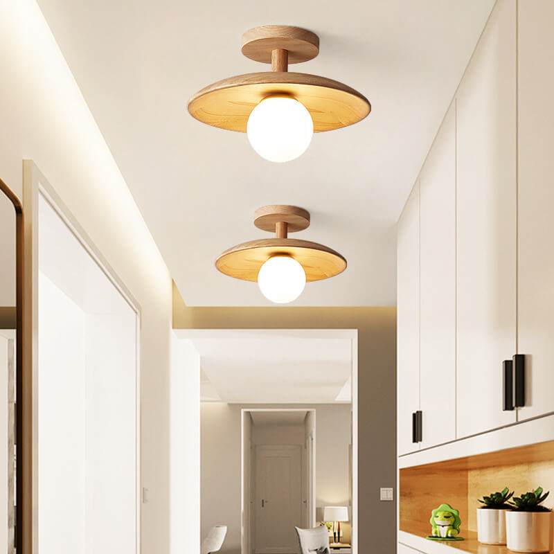 Modern Wooden Dome Globe Ceiling Light