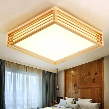 Japanese Style Wooden Frame LED Ceiling Light