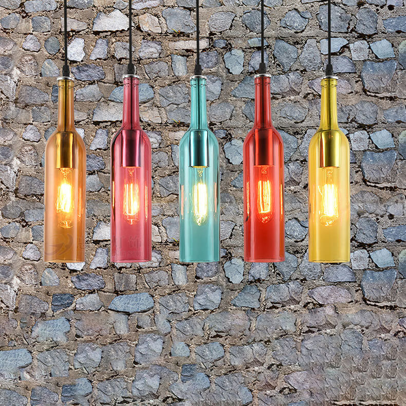Colorful Glass Bottle Pendant Light