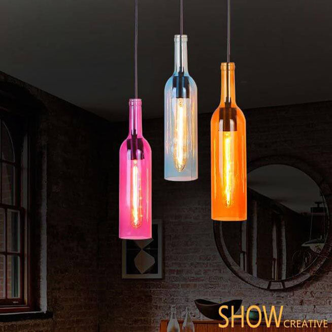 Colorful Glass Bottle Pendant Light