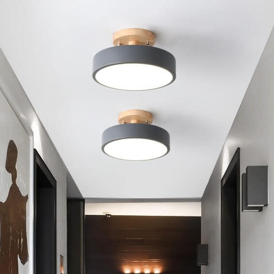 Scandinavian Wood Accent Round Ceiling Light