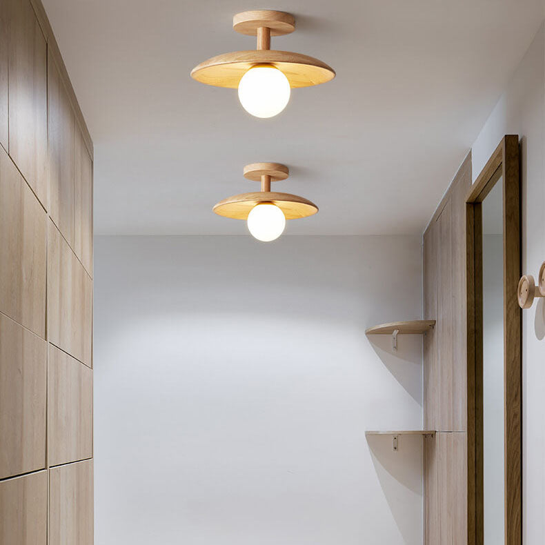Modern Wooden Dome Globe Ceiling Light