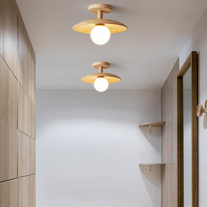 Modern Wooden Dome Globe Ceiling Light