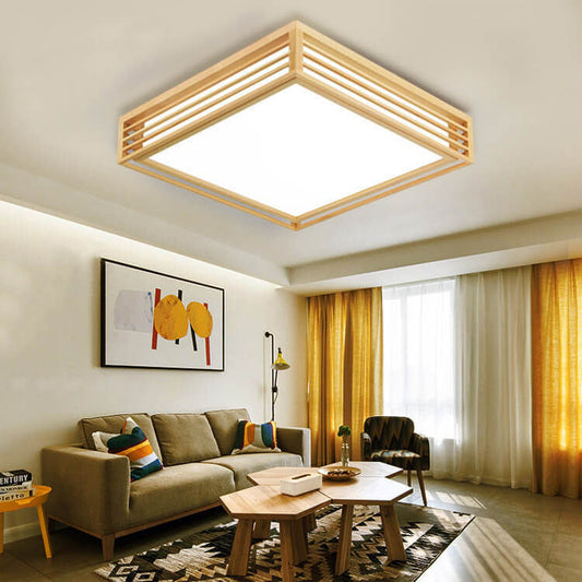 Japanese Style Wooden Frame LED Ceiling Light