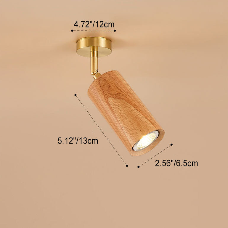Modern Wood Cylinder Spotlight Ceiling Light