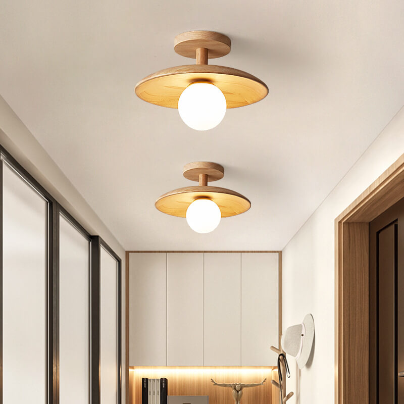 Modern Wooden Dome Globe Ceiling Light