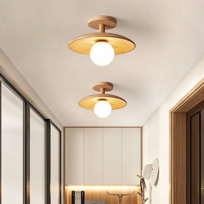 Modern Wooden Dome Globe Ceiling Light