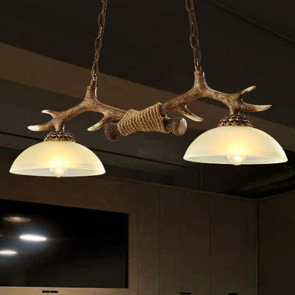 Rustic Antler Double Pendant Ceiling Light