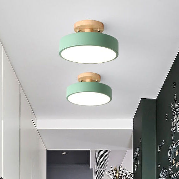 Scandinavian Wood Accent Round Ceiling Light