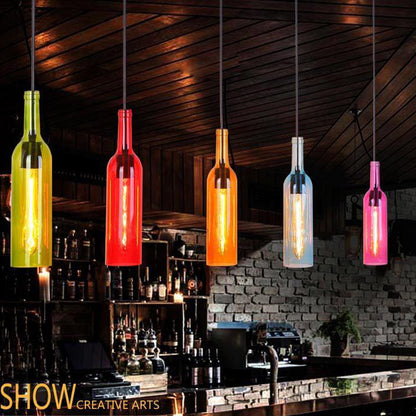 Colorful Glass Bottle Pendant Light