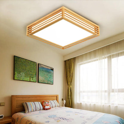 Japanese Style Wooden Frame LED Ceiling Light