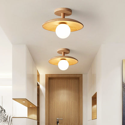 Modern Wooden Dome Globe Ceiling Light