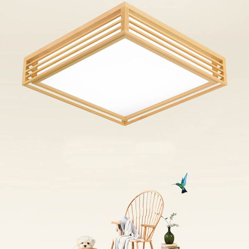 Japanese Style Wooden Frame LED Ceiling Light