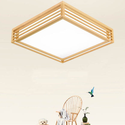 Japanese Style Wooden Frame LED Ceiling Light
