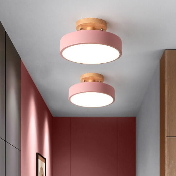 Scandinavian Wood Accent Round Ceiling Light