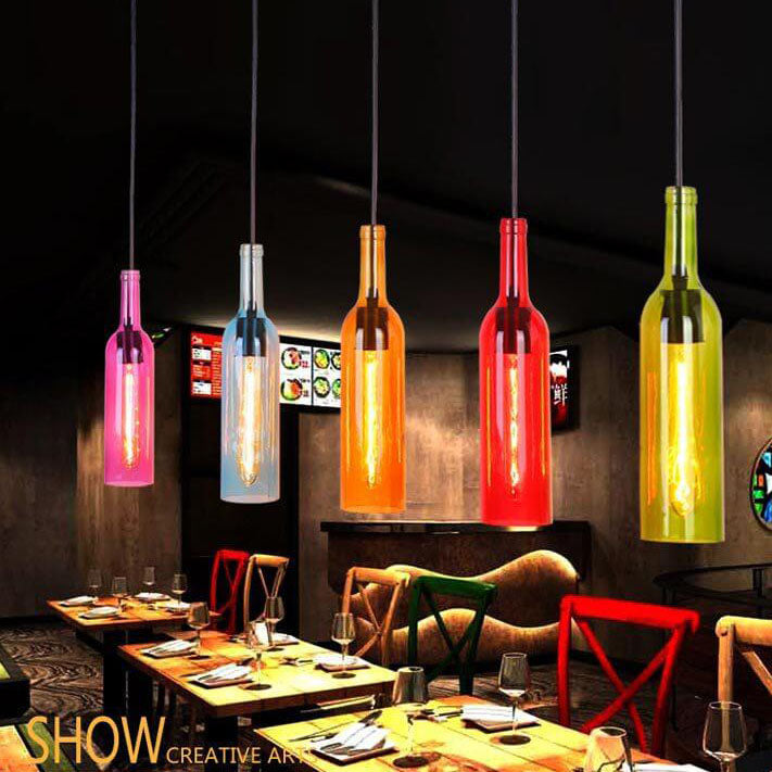 Colorful Glass Bottle Pendant Light