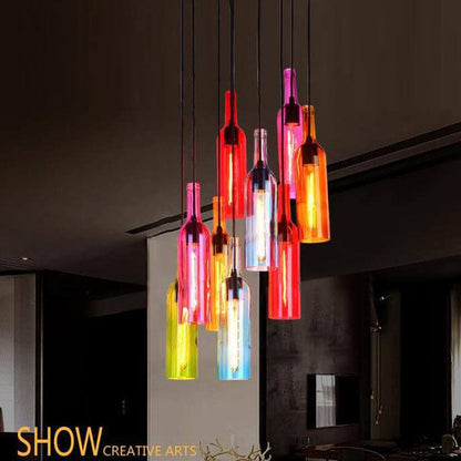 Colorful Glass Bottle Pendant Light