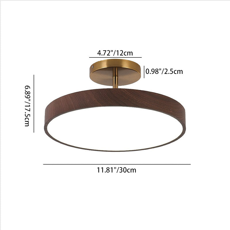 Modern Wood Grain Round LED Ceiling Light