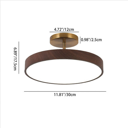 Modern Wood Grain Round LED Ceiling Light