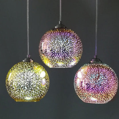 Colorful Firework Glass Globe Pendant Light