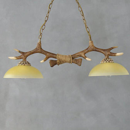 Rustic Antler Double Pendant Ceiling Light