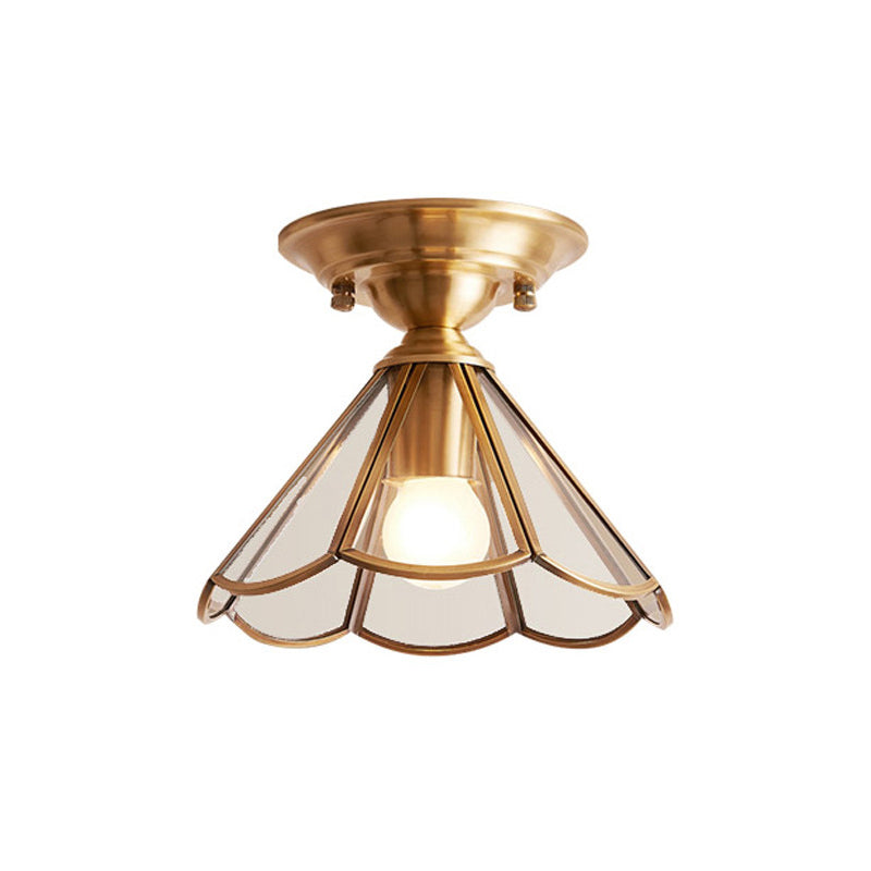 Minimalist Scalloped Glass Flush Mount Light