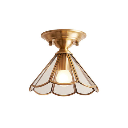 Minimalist Scalloped Glass Flush Mount Light