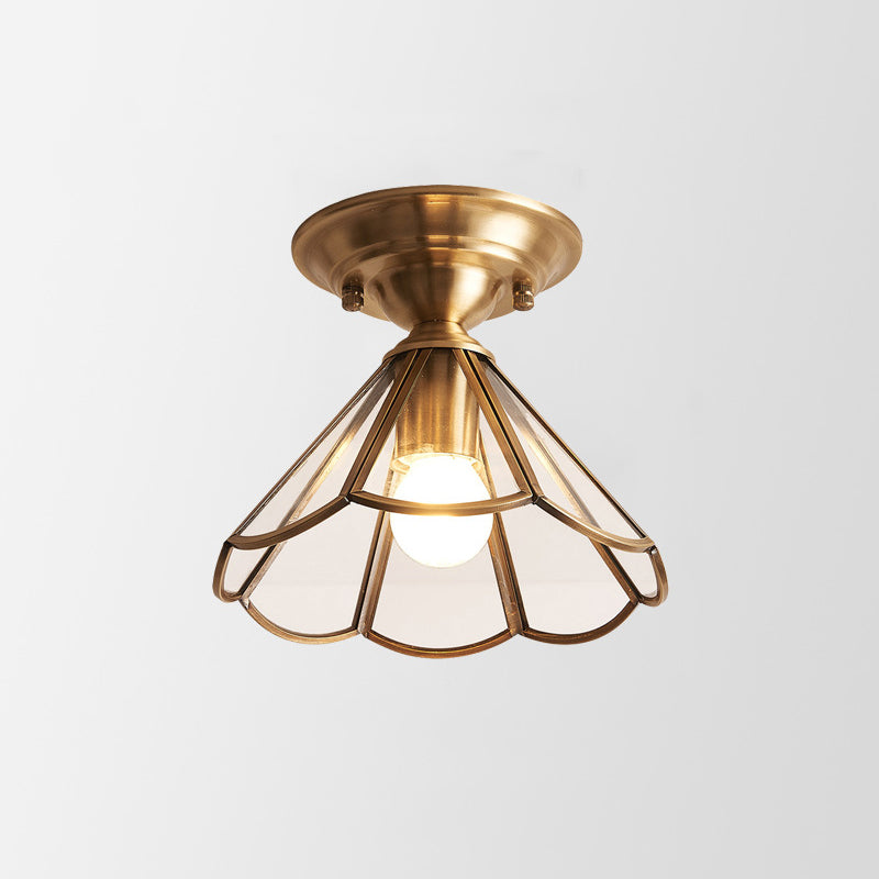Minimalist Scalloped Glass Flush Mount Light