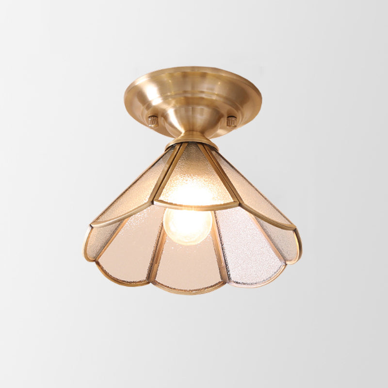 Minimalist Scalloped Glass Flush Mount Light