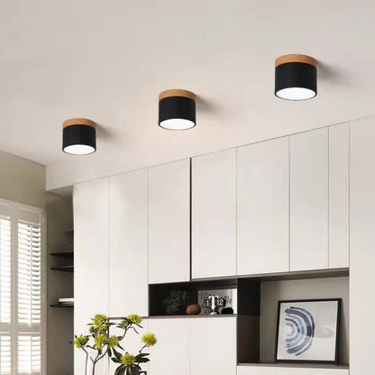 Modern Nordic Wood Accent LED Ceiling Light