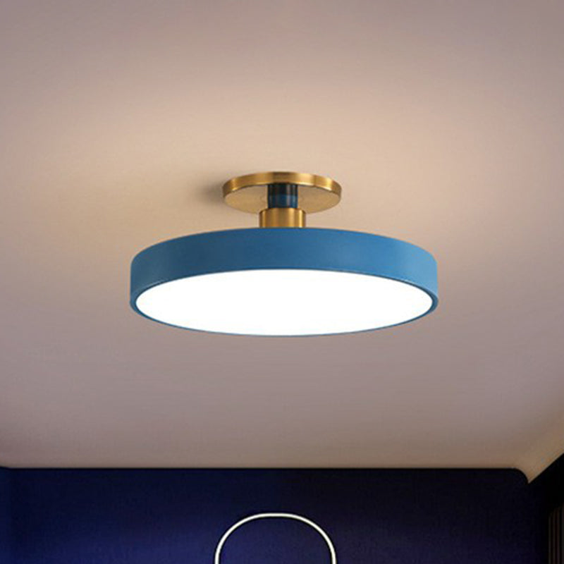 Round Flush Mount Light Nordic Style Acrylic Bedroom LED Semi Flush Ceiling Light