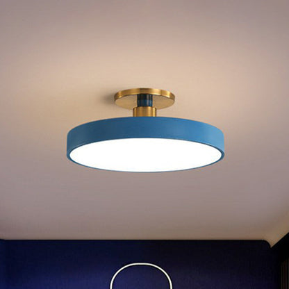 Round Flush Mount Light Nordic Style Acrylic Bedroom LED Semi Flush Ceiling Light