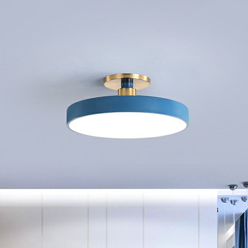 Round Flush Mount Light Nordic Style Acrylic Bedroom LED Semi Flush Ceiling Light