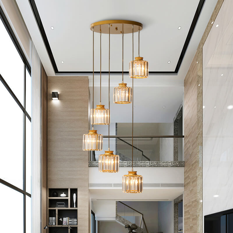 Luxury Multi-Light Glass Staircase Pendant Chandelier