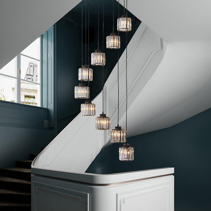 Luxury Multi-Light Glass Staircase Pendant Chandelier