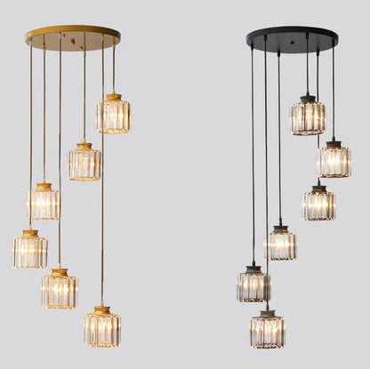 Luxury Multi-Light Glass Staircase Pendant Chandelier