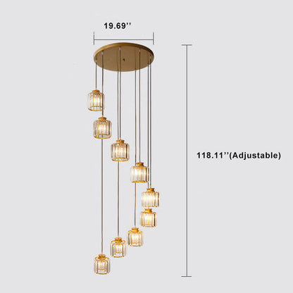 Luxury Multi-Light Glass Staircase Pendant Chandelier