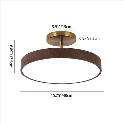 Modern Wood Grain Round LED Ceiling Light