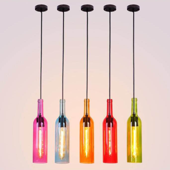 Colorful Glass Bottle Pendant Light