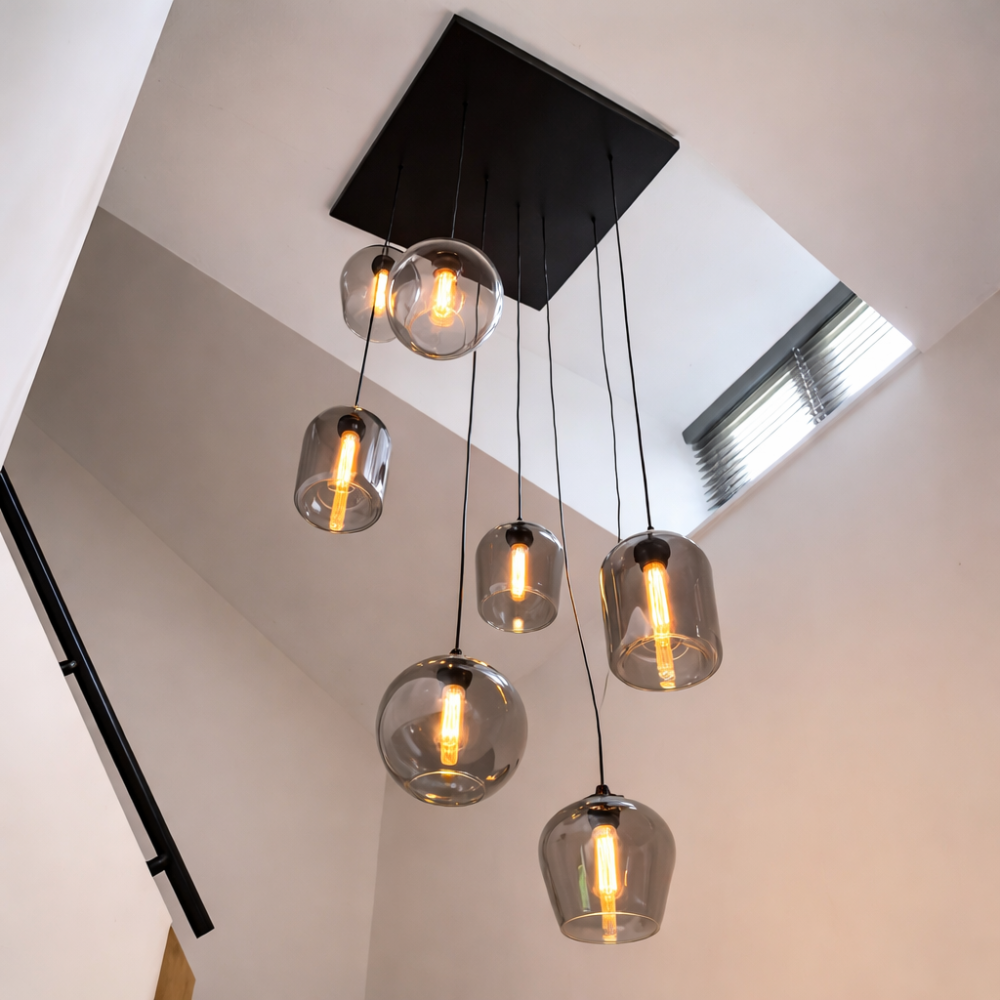 Smoked Glass Foyer Chandelier