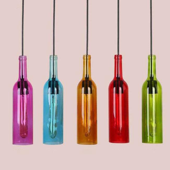 Colorful Glass Bottle Pendant Light