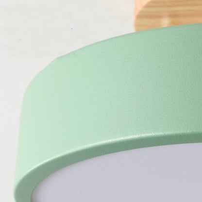 Scandinavian Wood Accent Round Ceiling Light