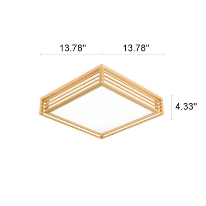 Japanese Style Wooden Frame LED Ceiling Light
