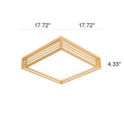 Japanese Style Wooden Frame LED Ceiling Light