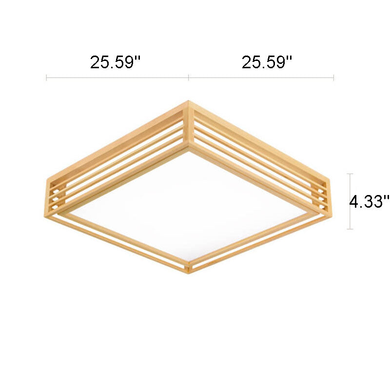 Japanese Style Wooden Frame LED Ceiling Light