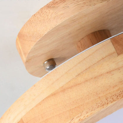 Nordic Wood Accent Round LED Semi-Flush Ceiling Light