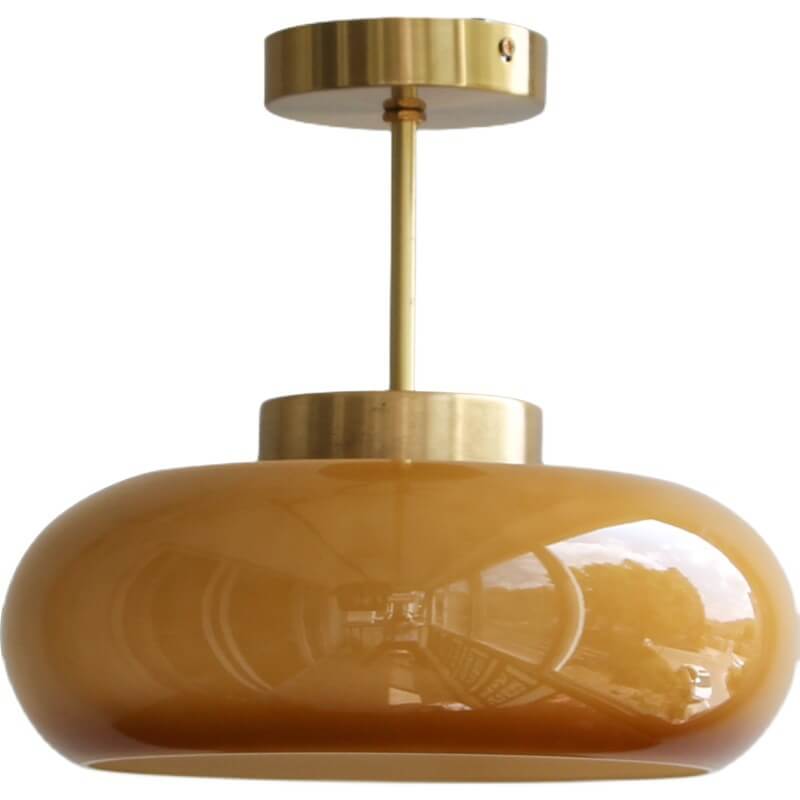 Vintage Amber Glass Dome Ceiling Light
