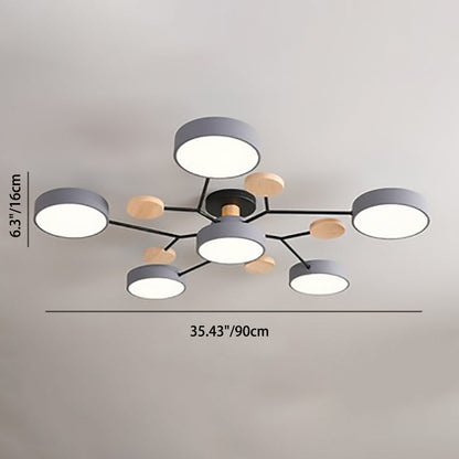 Scandinavian Modern Multi-Light LED Semi-Flush Ceiling Light